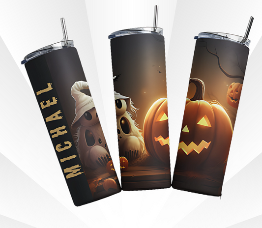 Scary Halloween pumpkin Tumbler with name customization, Halloween, gift