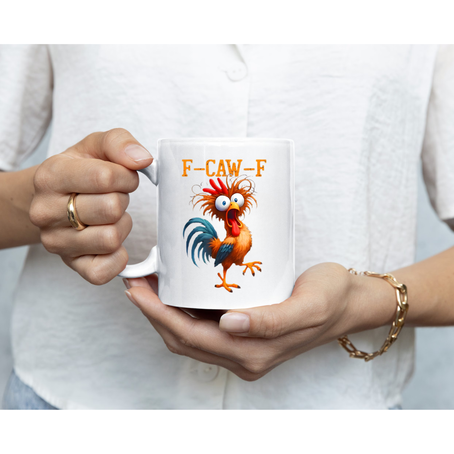 Funny F-Caw-F Chicken- Personalized Funny Gifts For Best Friends, Coworker, Work Bestie - My Resting Squawk Face - Funny F-Caw-F Chicken Humor Mug