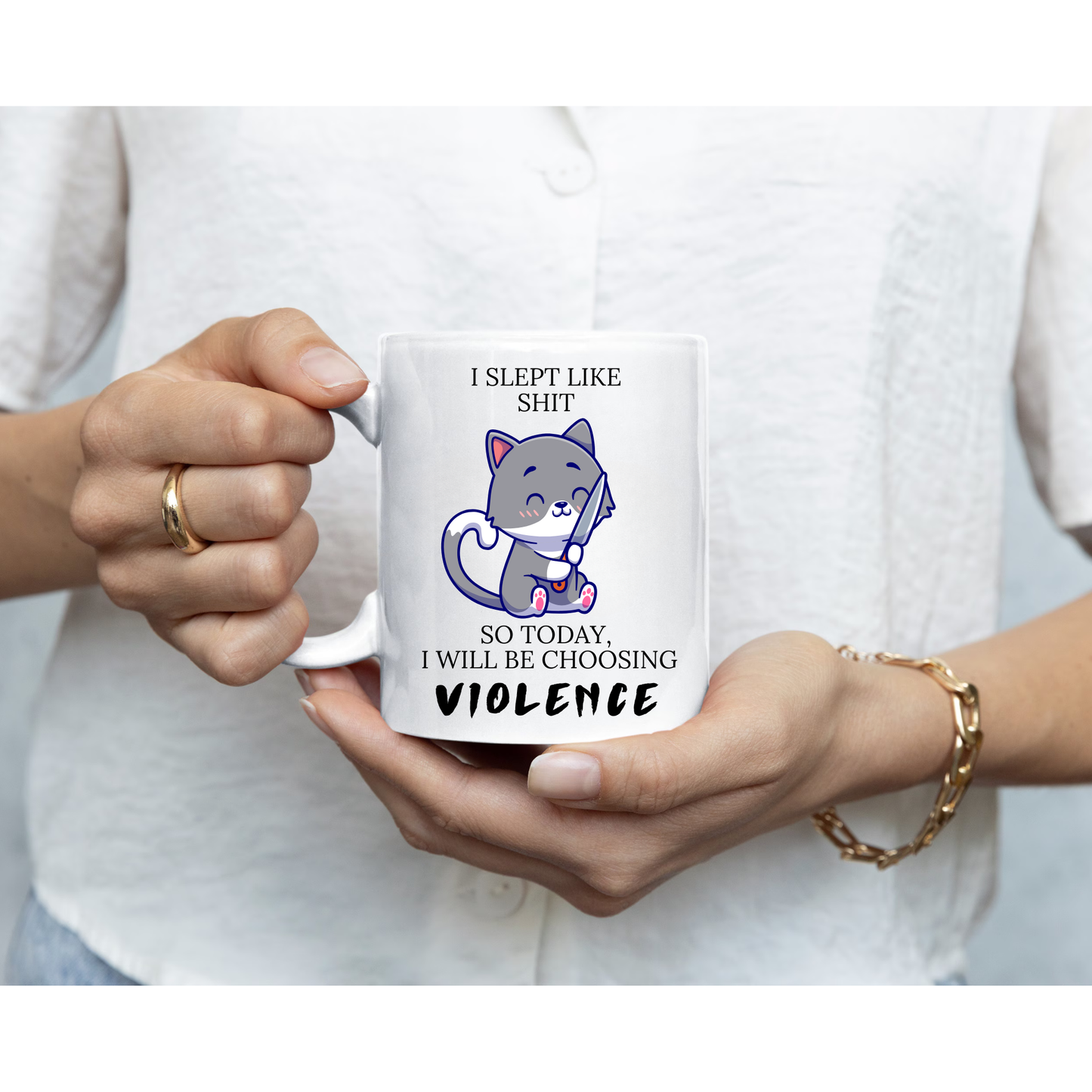 I Sleep Like Shit Today I Will Be Choosing Violence Cat  Mug, Funny Coffee Mug, Sarcastic Morning Mug, Gag Gift For Friends, Rude Humor Gift