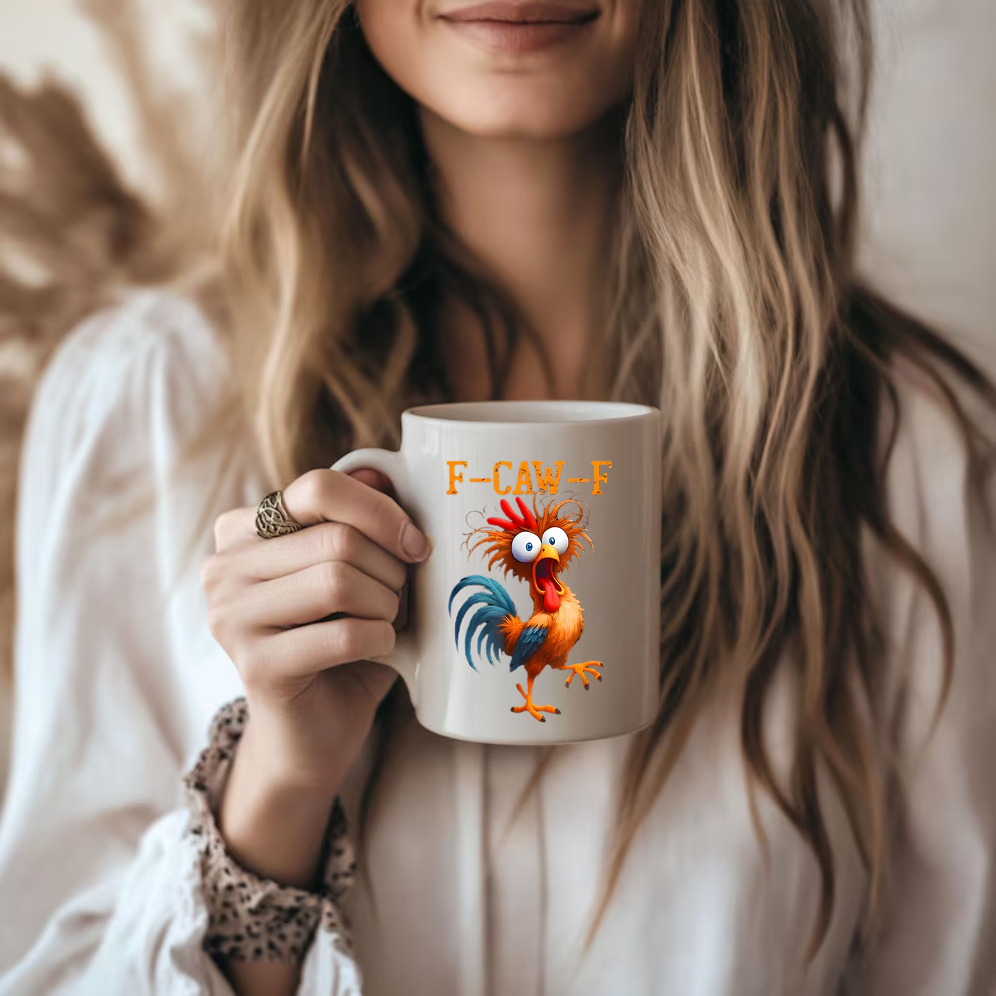 Funny F-Caw-F Chicken- Personalized Funny Gifts For Best Friends, Coworker, Work Bestie - My Resting Squawk Face - Funny F-Caw-F Chicken Humor Mug