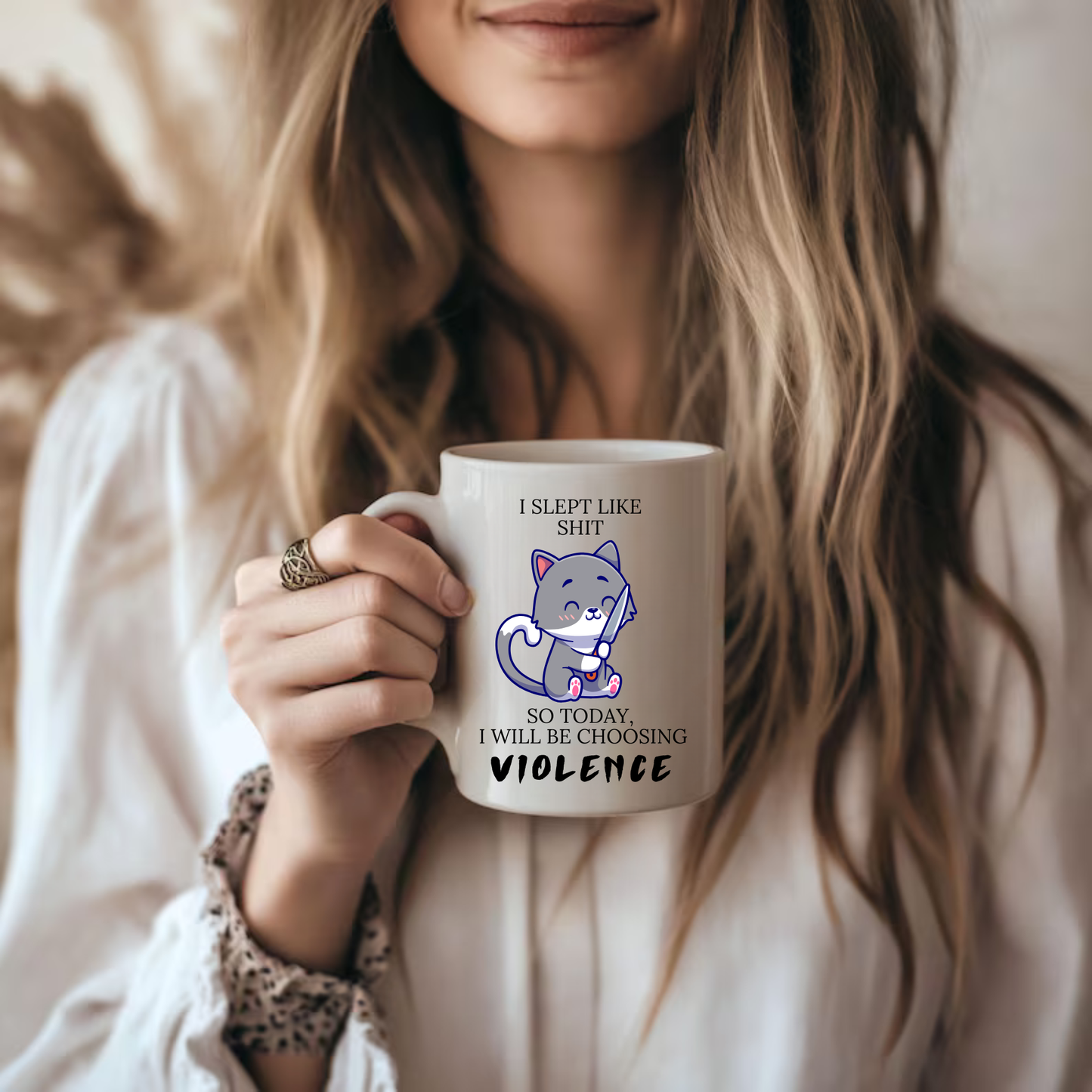 I Sleep Like Shit Today I Will Be Choosing Violence Cat  Mug, Funny Coffee Mug, Sarcastic Morning Mug, Gag Gift For Friends, Rude Humor Gift