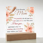 To my Beautiful Mom, Square Acrylic Plaque, Mother's Day gift, Gift For Mom, Birthday Gift for Mom, Gift for her,