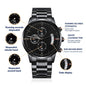 Customizable Engraved Black Chronograph Watch for your loved one.