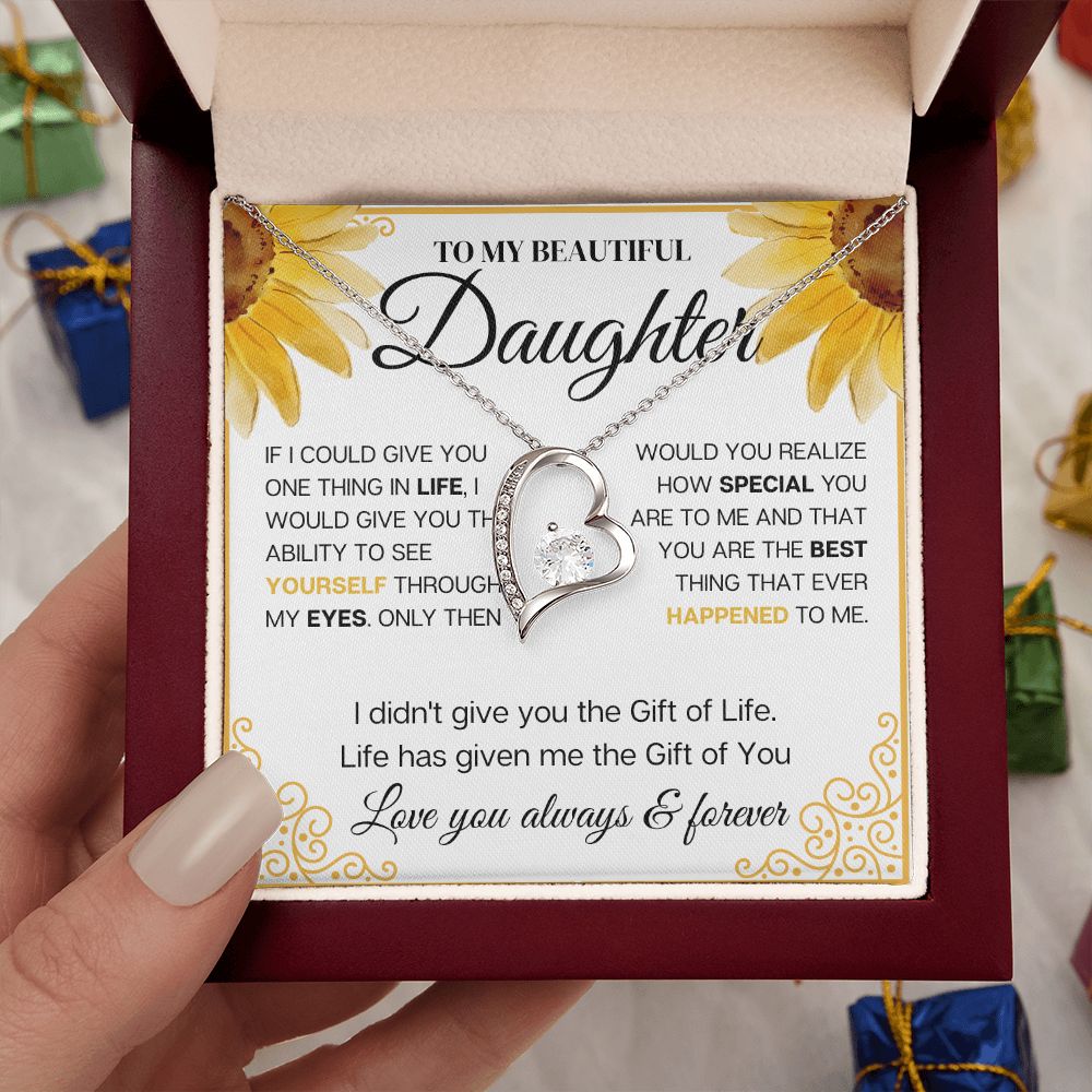 To my Beautiful Daughter, Sunflower, Necklace for her, Perfect gift for her