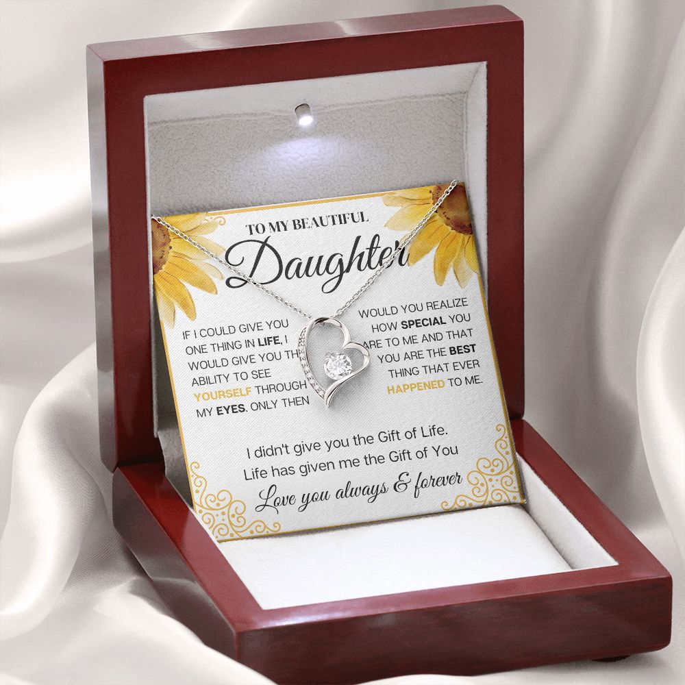 To my Beautiful Daughter, Sunflower, Necklace for her, Perfect gift for her