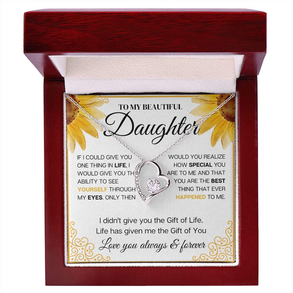 To my Beautiful Daughter, Sunflower, Necklace for her, Perfect gift for her