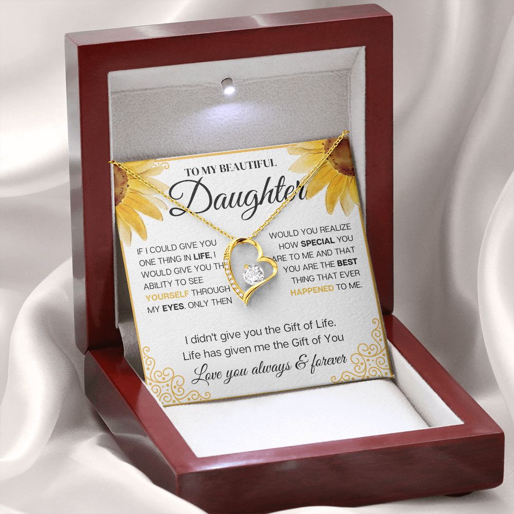 To my Beautiful Daughter, Sunflower, Necklace for her, Perfect gift for her
