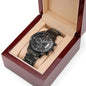 Customizable Engraved Black Chronograph Watch for your loved one.