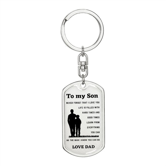 To my Son from dad Dog tag Keychain
