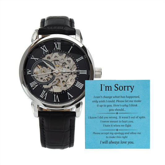 Mens Open Work Watch, For him, I'm sorry gift for him