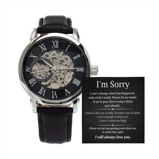 Mens Open Work Watch, For him, I'm sorry gift for him