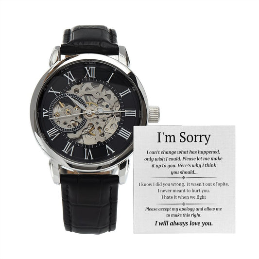 Mens Open Work Watch, For him, I'm sorry gift for him