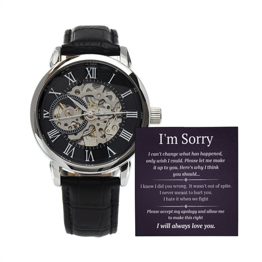 Mens Open Work Watch, For him, I'm sorry gift for him