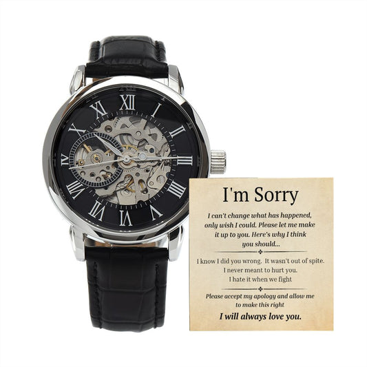Mens Open Work Watch, For him, I'm sorry gift for him