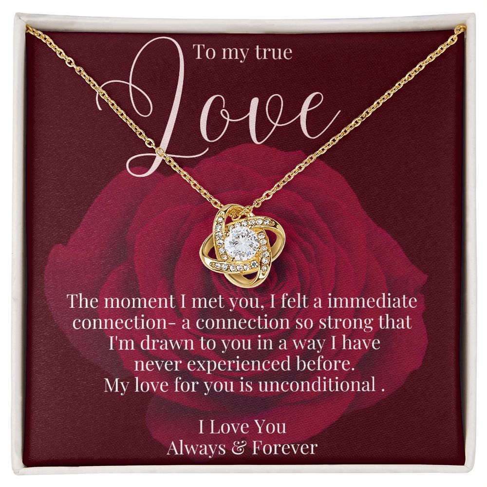 Love Knot Necklace, to my true Love, Valentines day gift