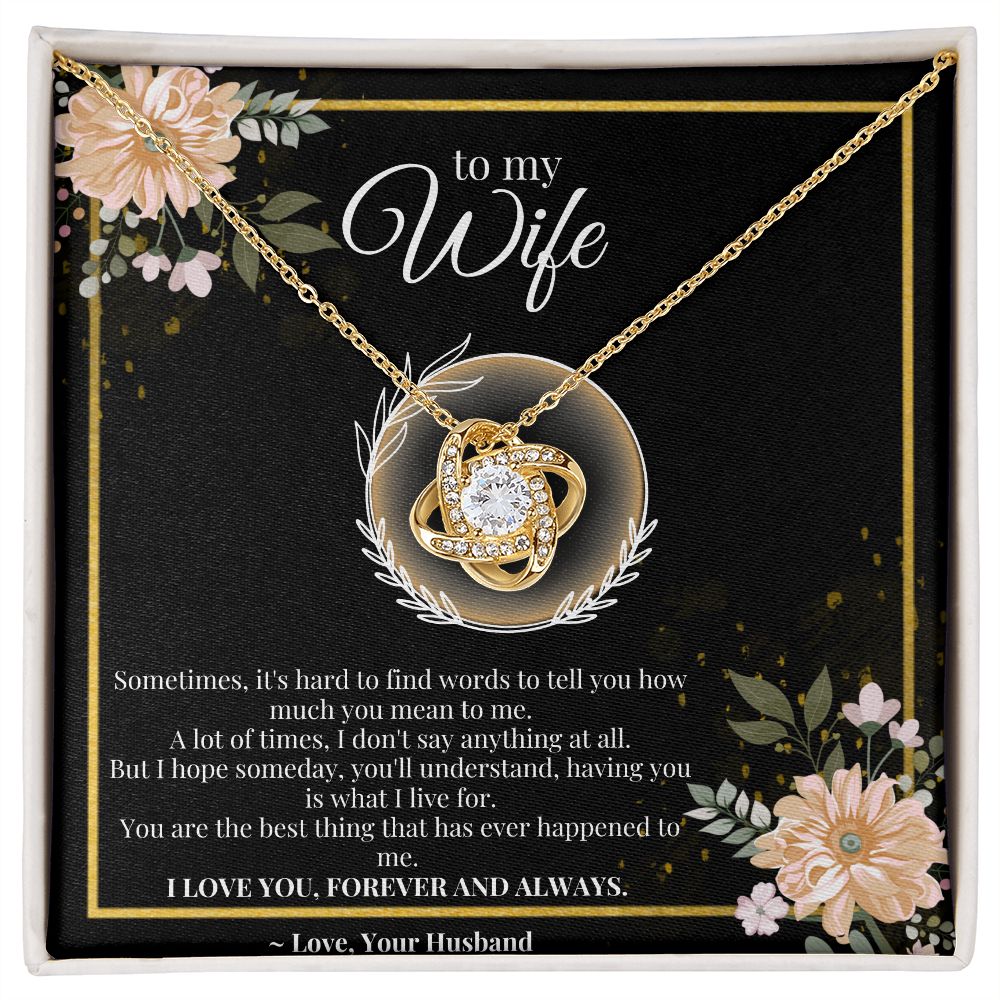 Love knot necklace, Wife gift, personal message gift,