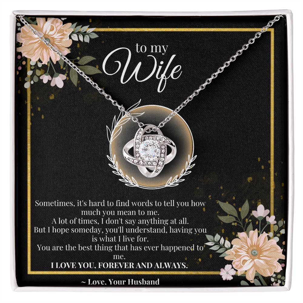 Love knot necklace, Wife gift, personal message gift,