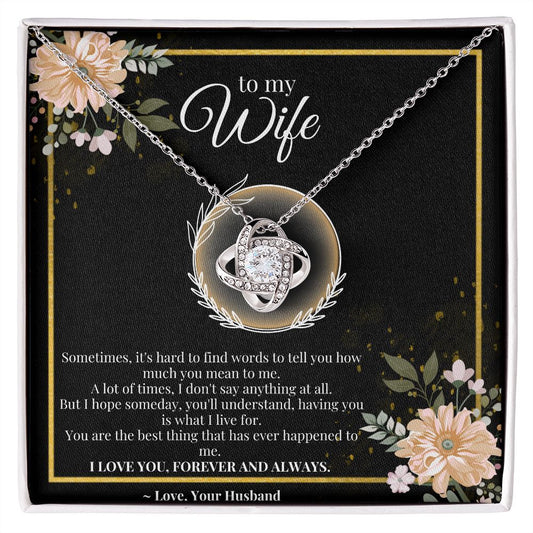 Love knot necklace, Wife gift, personal message gift,