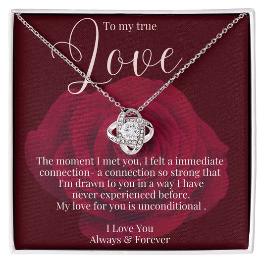 Love Knot Necklace, to my true Love, Valentines day gift