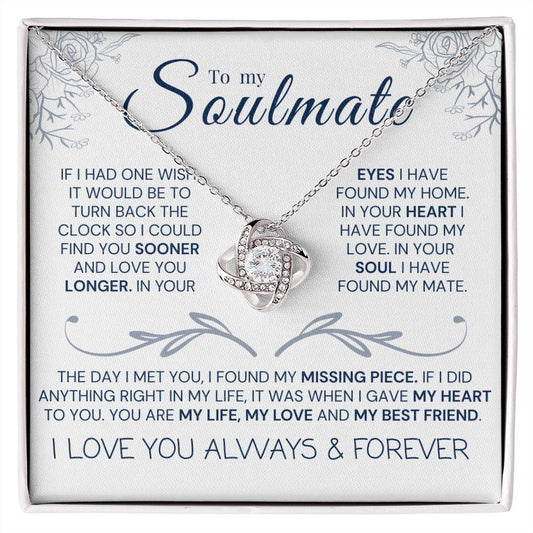 To my soulmate, love knot necklace