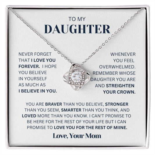 To my Daughter From Mom Necklace, Love Knot Necklace