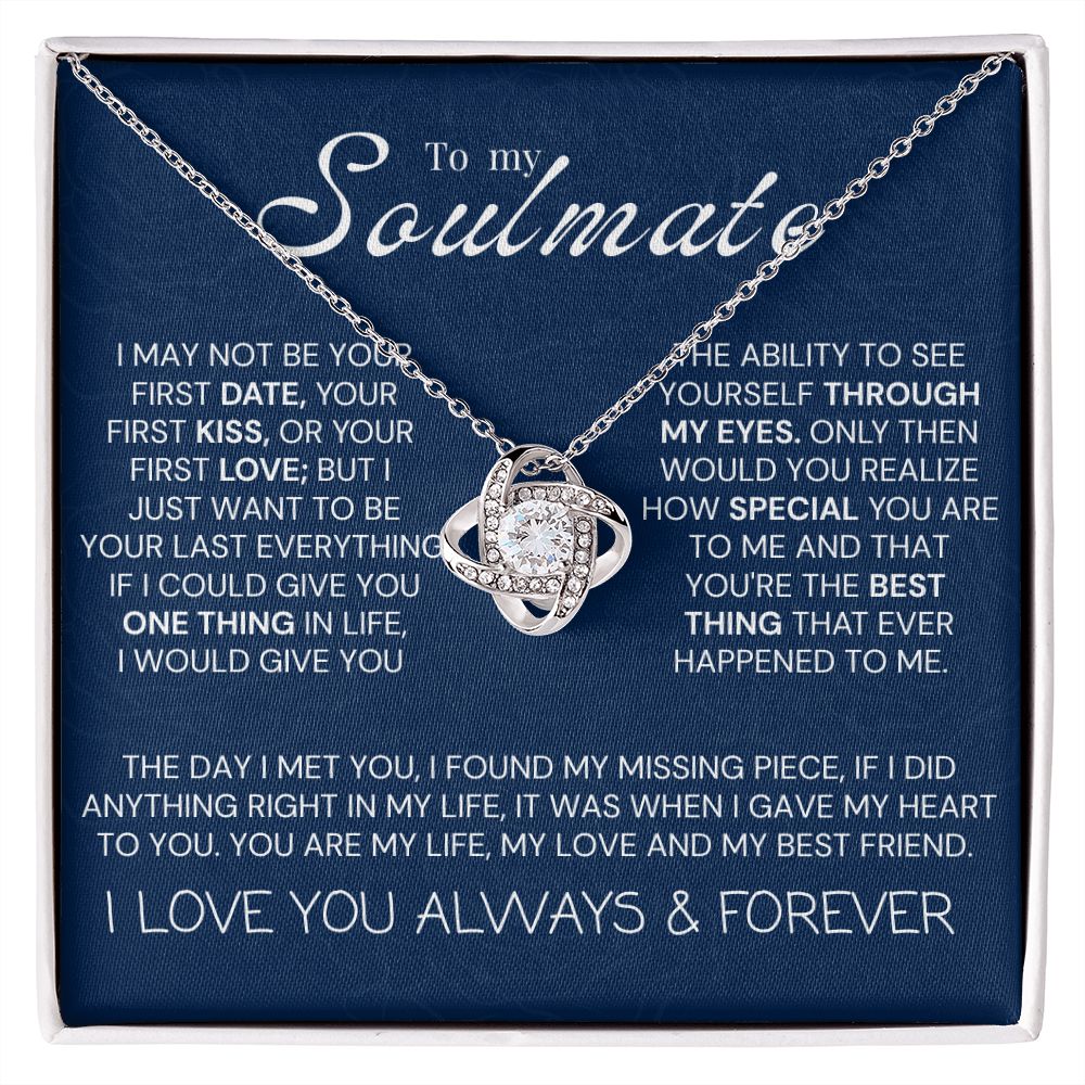 Love Knot Necklace, To my Soulmate necklace, VD