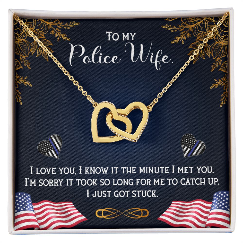 Police wife Interlock love Necklace, wife present, Personalized gifts