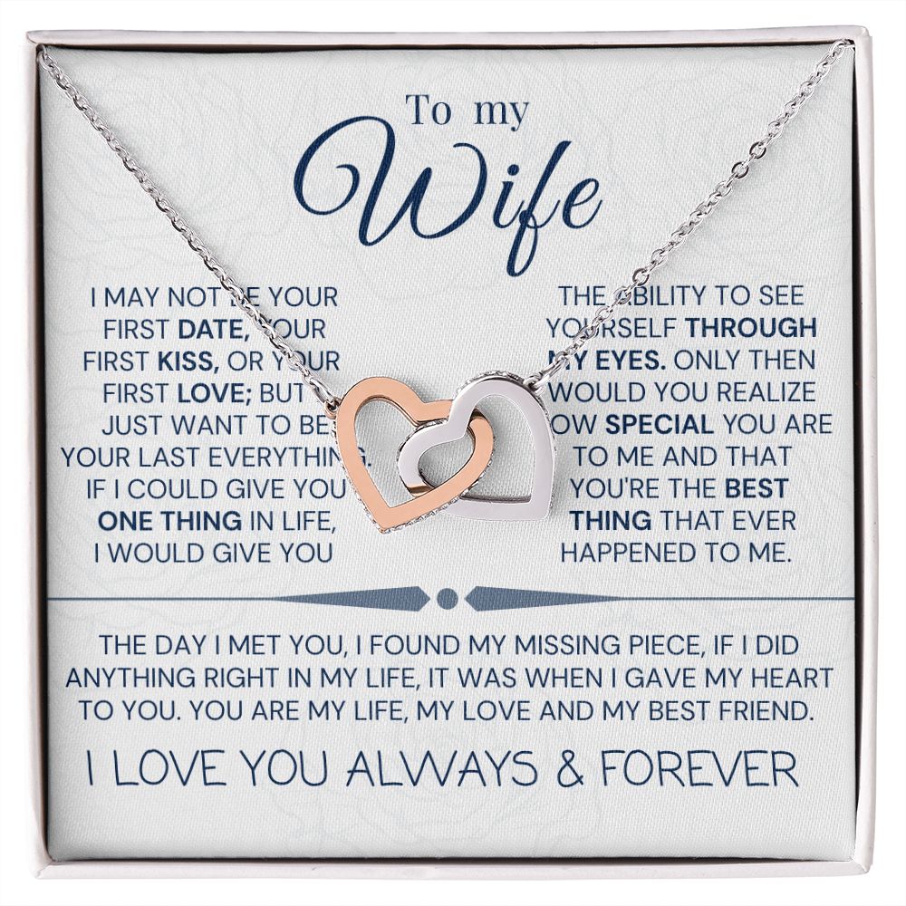 Interlock love Necklace, to my wife present, Personalized gifts