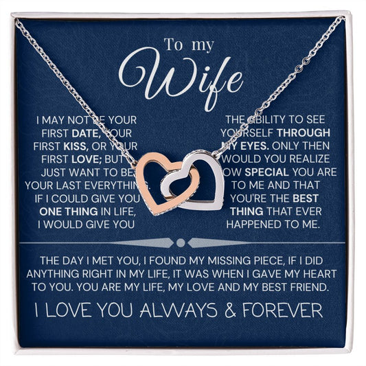 Interlock love Necklace, to my wife present, Personalized gifts