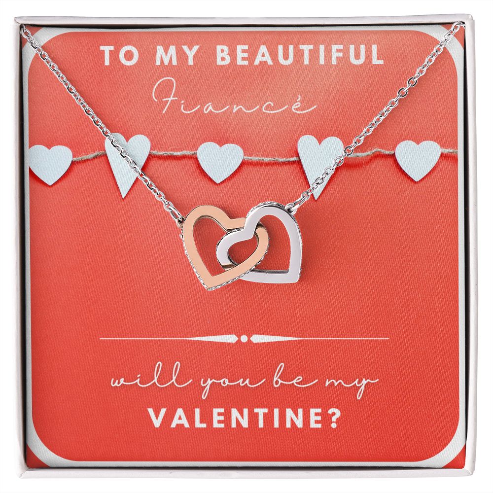 Interlocking Hearts necklace, Fiance gift, Valentines day gift