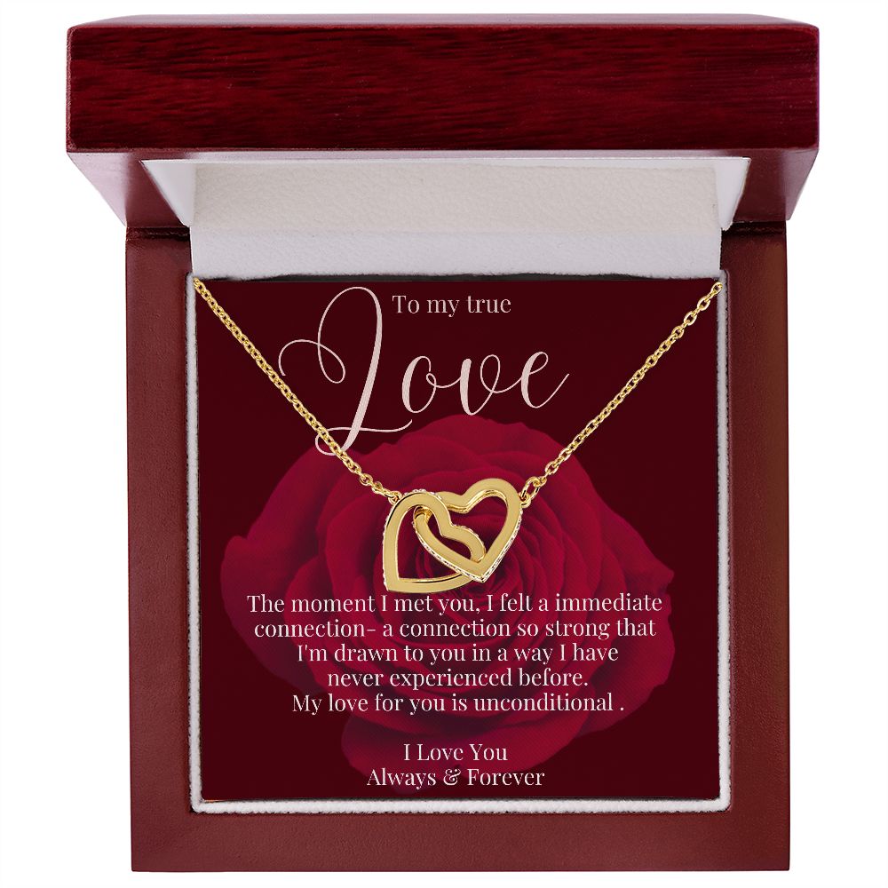 Interlocking heart necklace, To my true love, Valentines day gift,