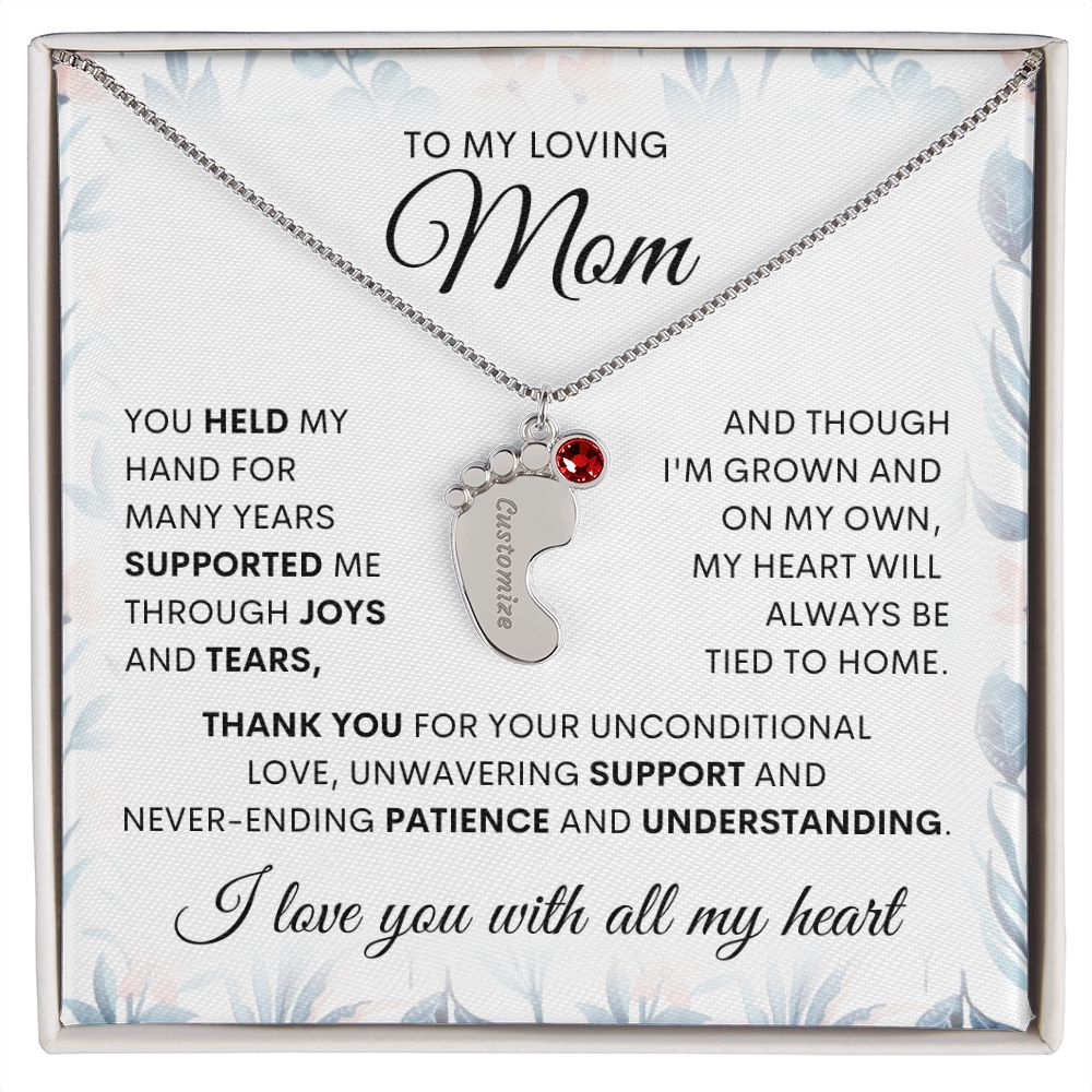 Engraved baby feet, mom necklace. Mother gift, gift for her, love mom, special gift for mom