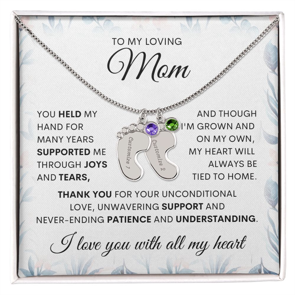 Engraved baby feet, mom necklace. Mother gift, gift for her, love mom, special gift for mom