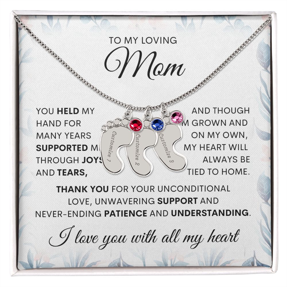 Engraved baby feet, mom necklace. Mother gift, gift for her, love mom, special gift for mom