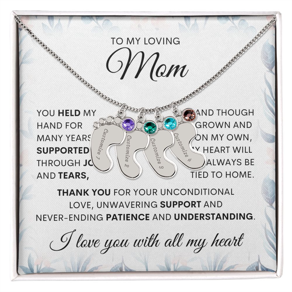 Engraved baby feet, mom necklace. Mother gift, gift for her, love mom, special gift for mom