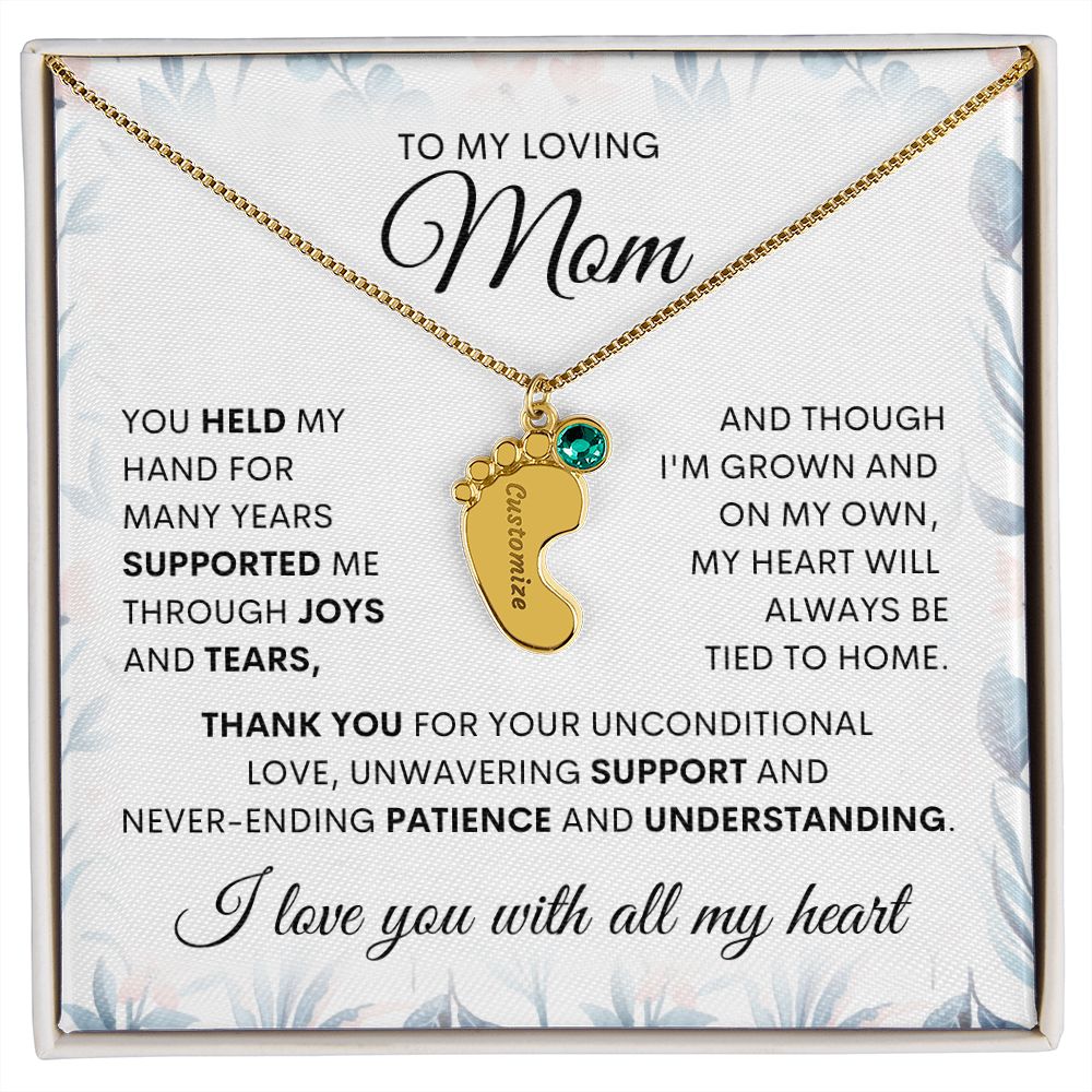 Engraved baby feet, mom necklace. Mother gift, gift for her, love mom, special gift for mom