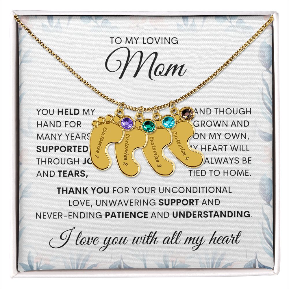 Engraved baby feet, mom necklace. Mother gift, gift for her, love mom, special gift for mom