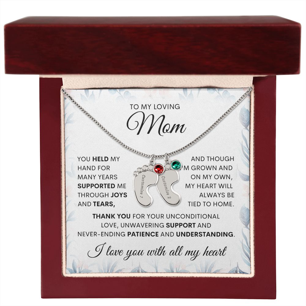 Engraved baby feet, mom necklace. Mother gift, gift for her, love mom, special gift for mom