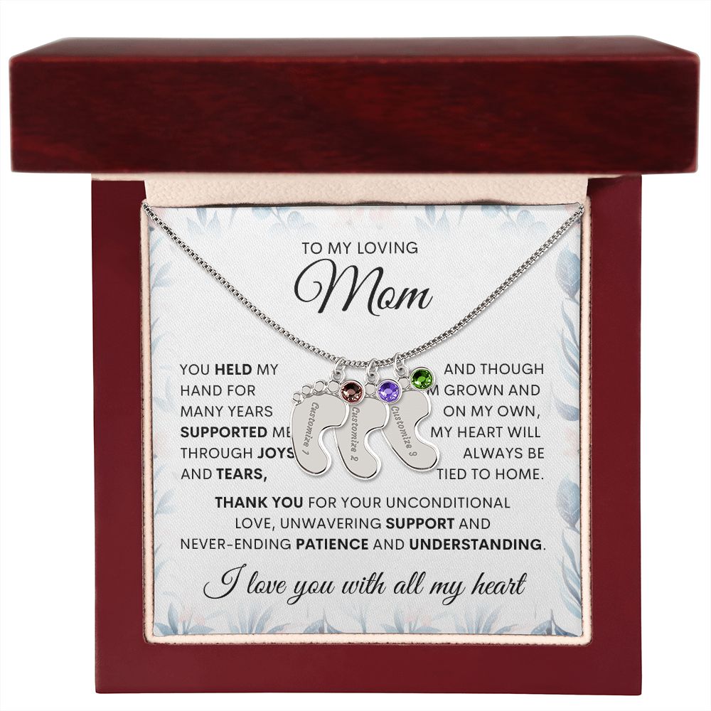 Engraved baby feet, mom necklace. Mother gift, gift for her, love mom, special gift for mom