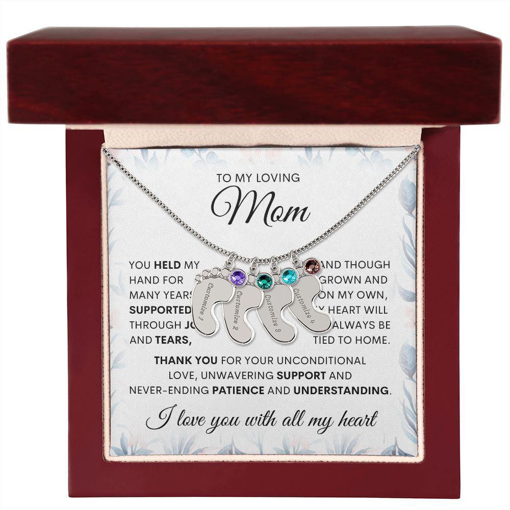Engraved baby feet, mom necklace. Mother gift, gift for her, love mom, special gift for mom