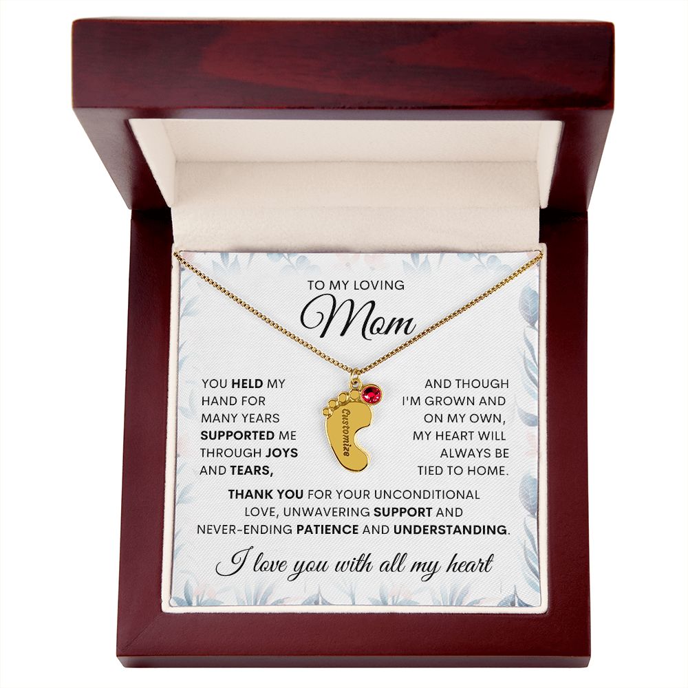 Engraved baby feet, mom necklace. Mother gift, gift for her, love mom, special gift for mom