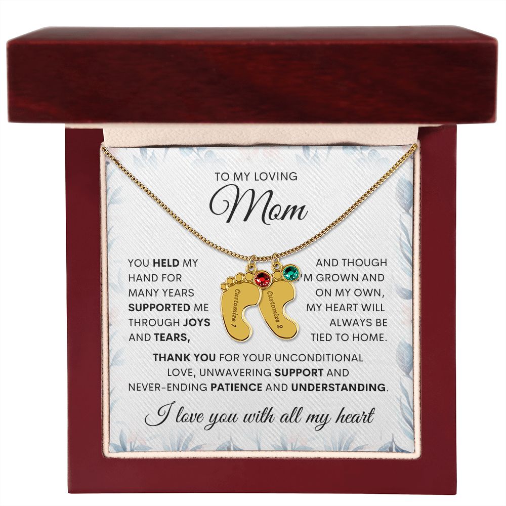 Engraved baby feet, mom necklace. Mother gift, gift for her, love mom, special gift for mom