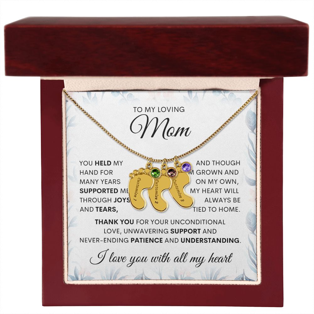 Engraved baby feet, mom necklace. Mother gift, gift for her, love mom, special gift for mom