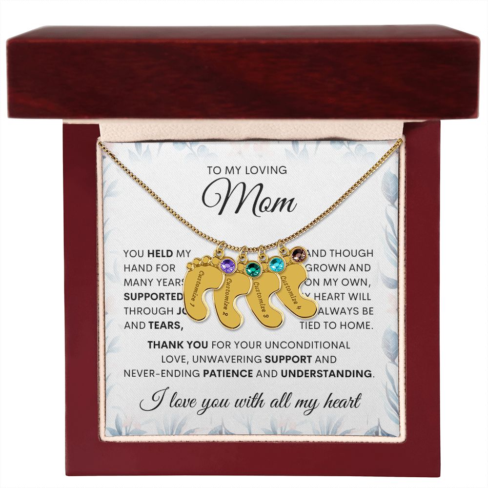 Engraved baby feet, mom necklace. Mother gift, gift for her, love mom, special gift for mom