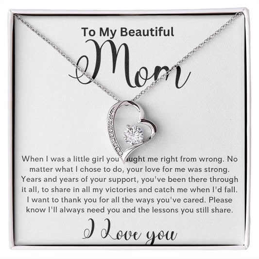 To my Beautiful Mom Heart Necklace