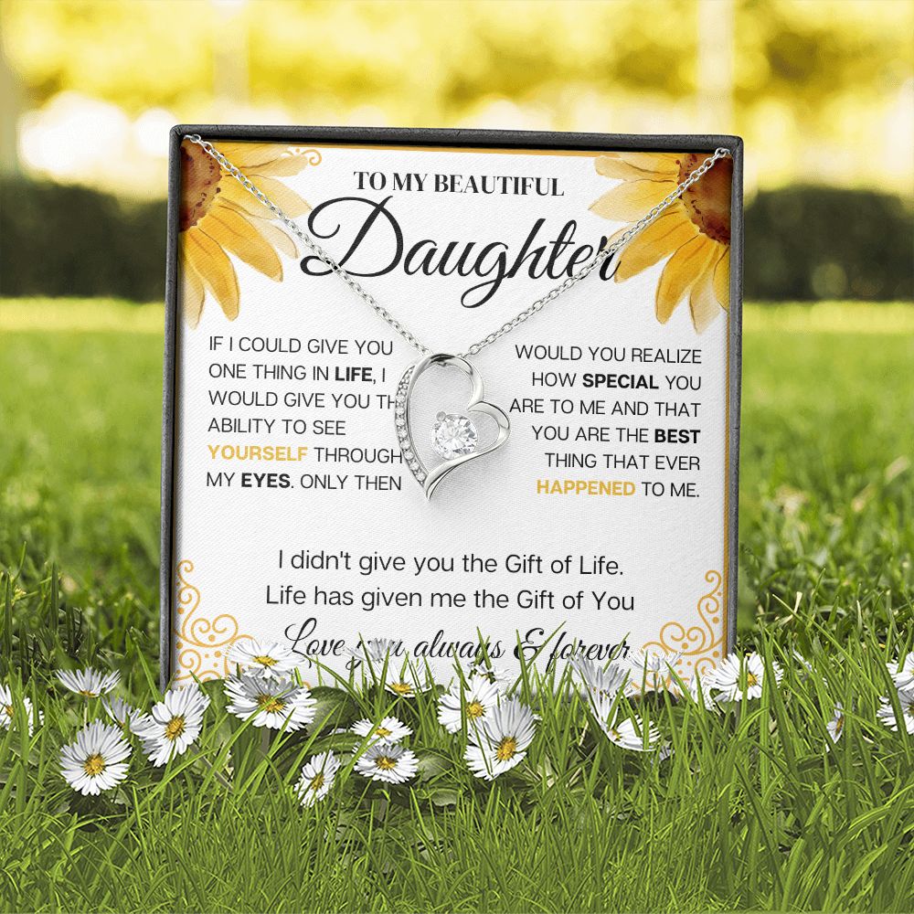 To my Beautiful Daughter, Sunflower, Necklace for her, Perfect gift for her
