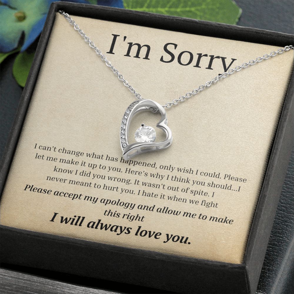White Gold Forever Love Necklace, I'm sorry gift, sorry gift