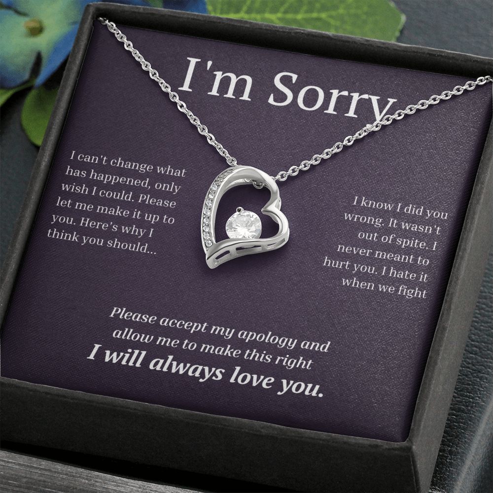 White Gold Forever Love Necklace, I'm sorry gift, sorry gift
