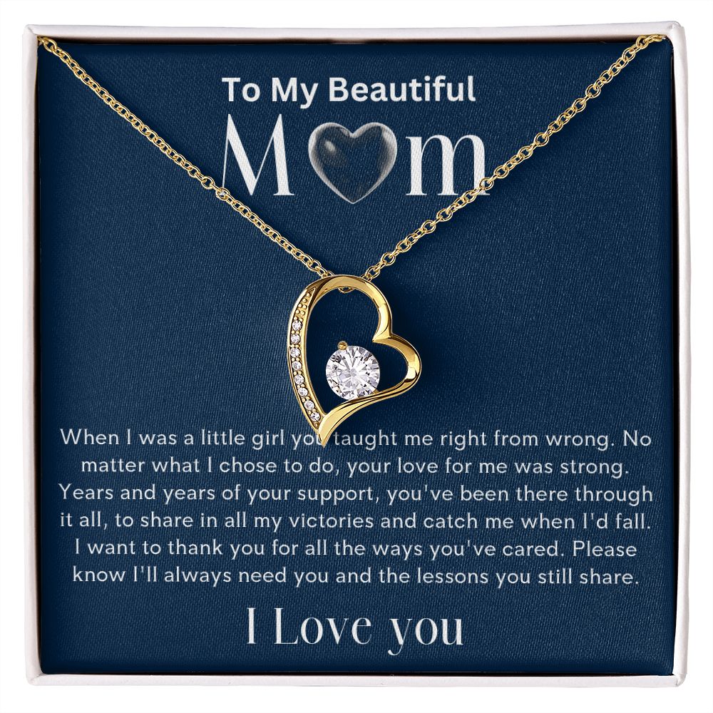 To my Beautiful Mom Heart Necklace