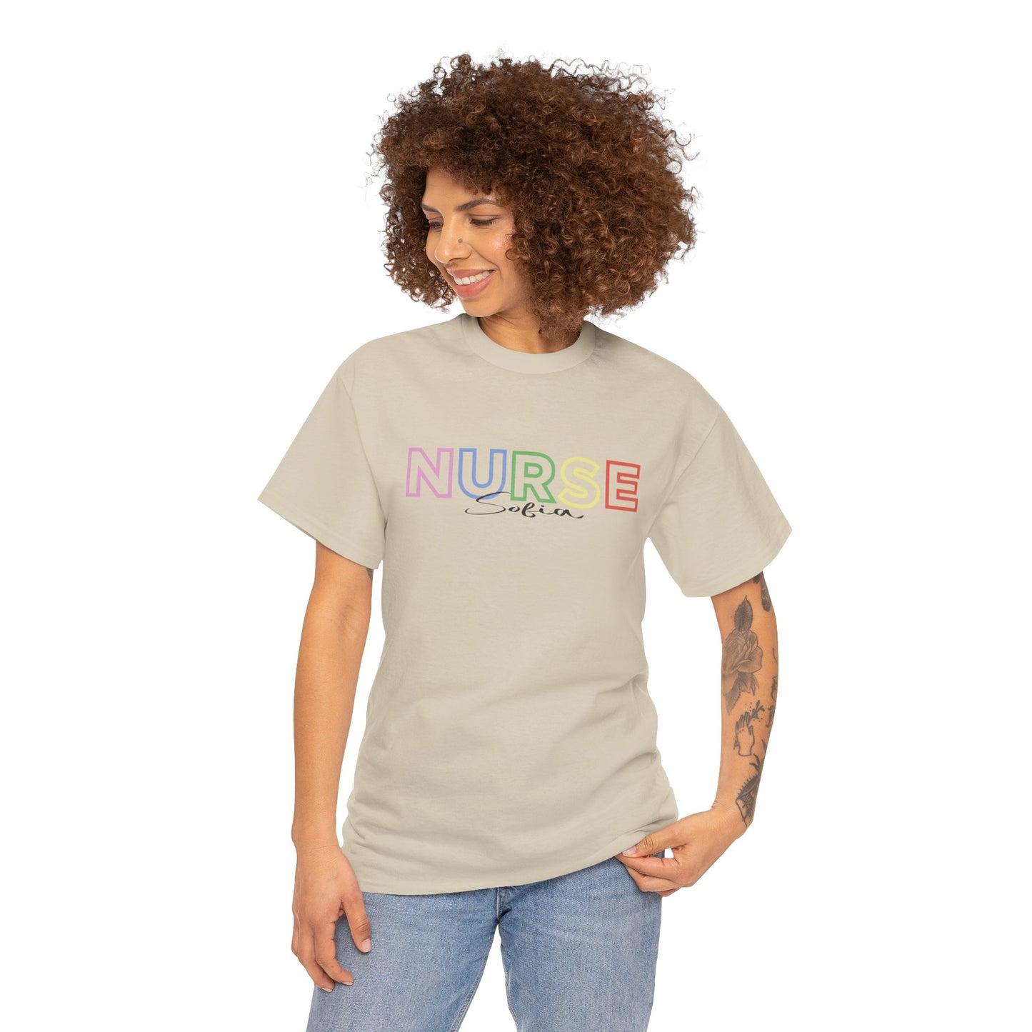 Nurse with Name Unisex Heavy Cotton Tee